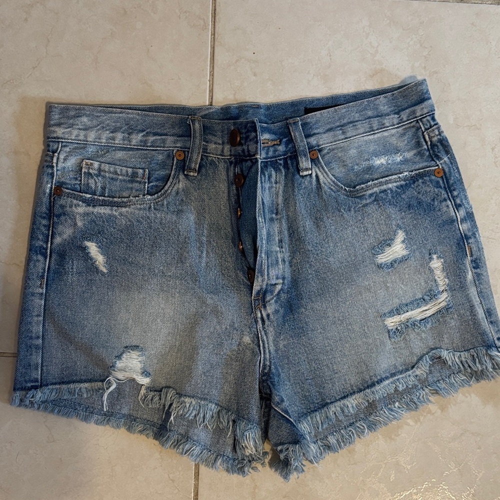 Blank NYC Light Blue Distressed Jean Shorts